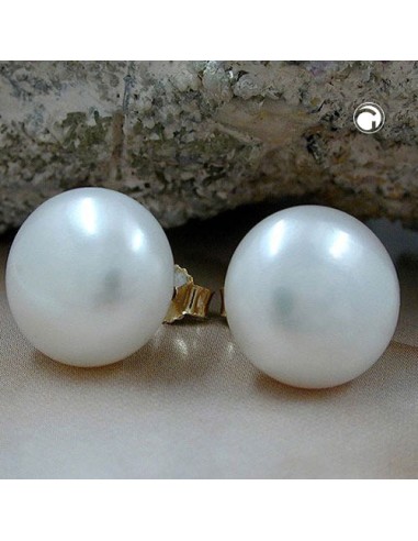 stud earrings 11mm freshwater cultured pearl flattened 9k gold