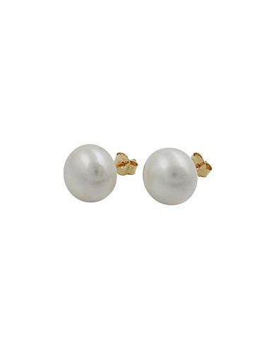 stud earrings 11mm freshwater cultured pearl flattened 9k gold