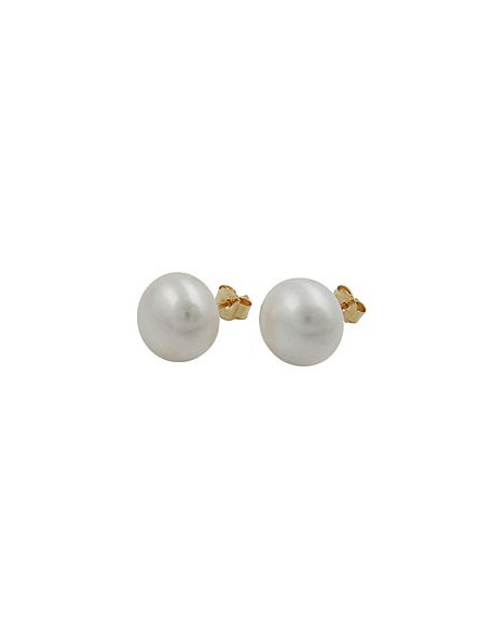 stud earrings 11mm freshwater cultured pearl flattened 9k gold