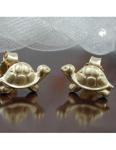 stud earrings 10x6mm turtle matte shiny 9k gold
