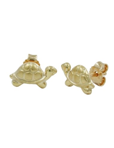 stud earrings 10x6mm turtle matte shiny 9k gold