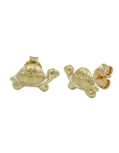 stud earrings 10x6mm turtle matte shiny 9k gold