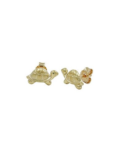 stud earrings 10x6mm turtle matte shiny 9k gold
