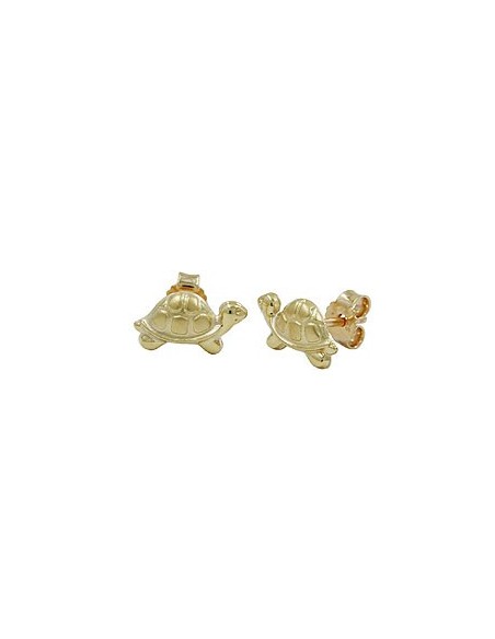stud earrings 10x6mm turtle matte shiny 9k gold
