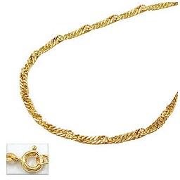 necklace 1.3mm singapore chain 14k gold 45cm