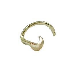 nose screw piercing 2.5mm spiral with small moon 14k gold