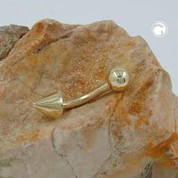 navel-belly bar ball and cone 14k gold