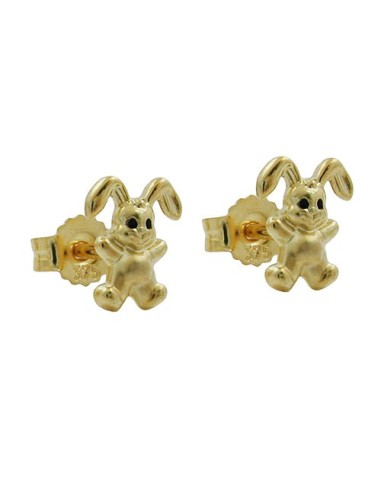 stud earrings 7x6mm small rabbit matte shiny 9k gold