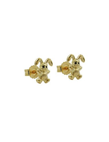stud earrings 7x6mm small rabbit matte shiny 9k gold