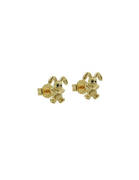 stud earrings 7x6mm small rabbit matte shiny 9k gold
