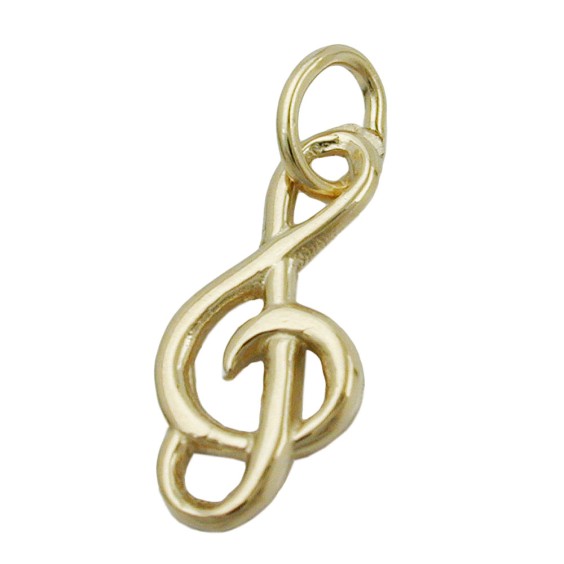 pendant 16x7mm clef shiny 14k gold