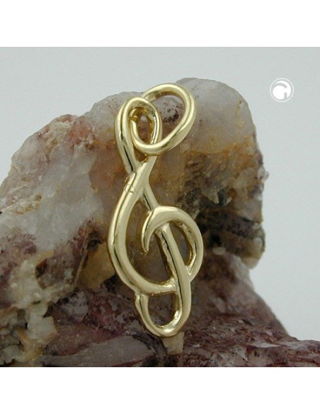 pendant 16x7mm clef shiny 14k gold