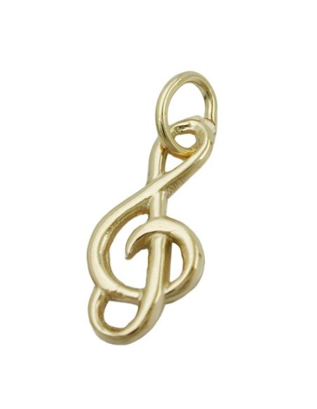 pendant 16x7mm clef shiny 14k gold