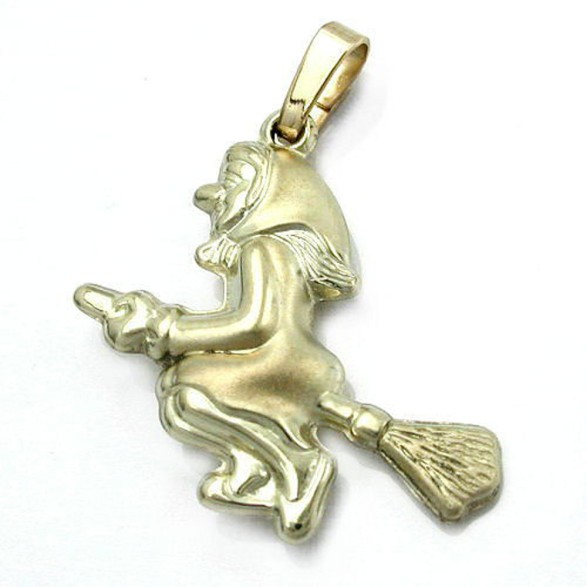 pendant old hag witch 14k gold