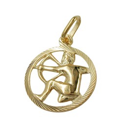 pendant 15mm zodiac sign sagittarius 9k gold
