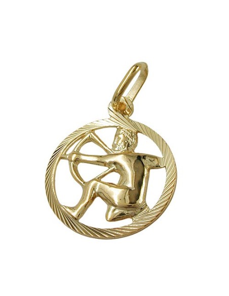 pendant 15mm zodiac sign sagittarius 9k gold