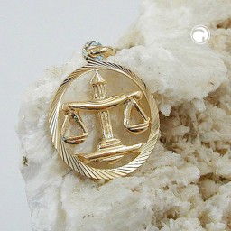 pendant 15mm zodiac libra 9k gold