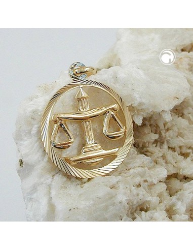 pendant 15mm zodiac libra 9k gold