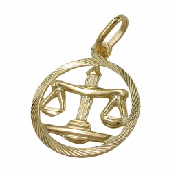 pendant 15mm zodiac libra 9k gold