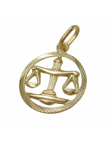 pendant 15mm zodiac libra 9k gold