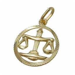 pendant 15mm zodiac libra 9k gold