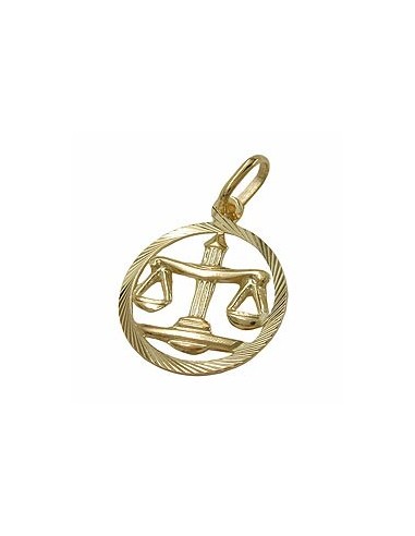 pendant 15mm zodiac libra 9k gold