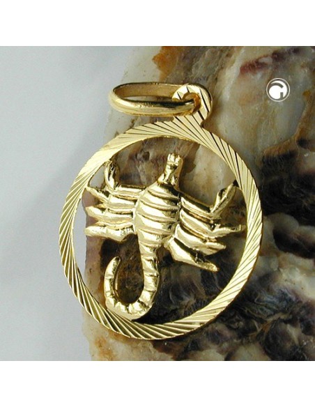 pendant 15mm zodiac sign scorpio 9k gold