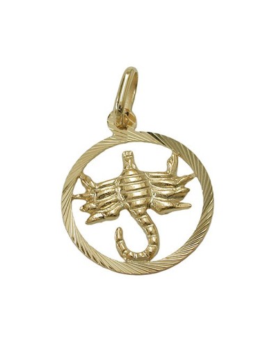 pendant 15mm zodiac sign scorpio 9k gold