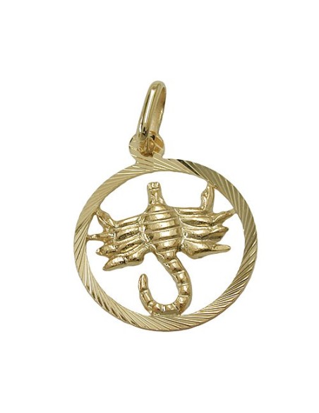 pendant 15mm zodiac sign scorpio 9k gold