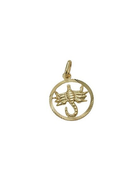 pendant 15mm zodiac sign scorpio 9k gold