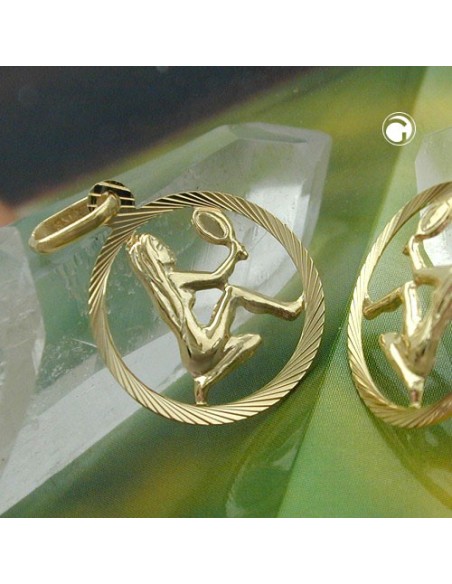 pendant 15mm zodiac virgo 9k gold