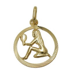 pendant 15mm zodiac virgo 9k gold