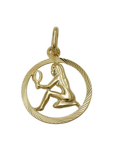 pendant 15mm zodiac virgo 9k gold