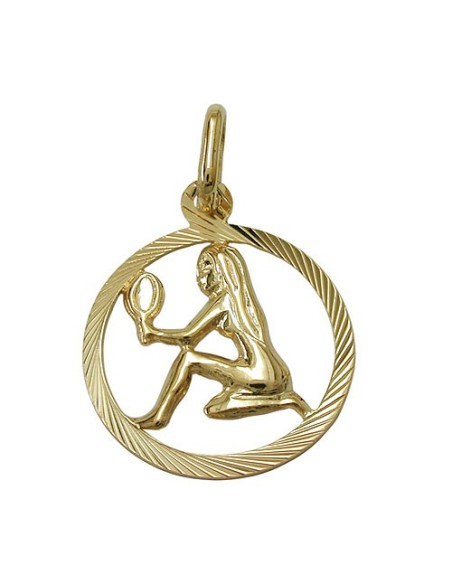 pendant 15mm zodiac virgo 9k gold