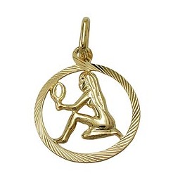 pendant 15mm zodiac virgo 9k gold