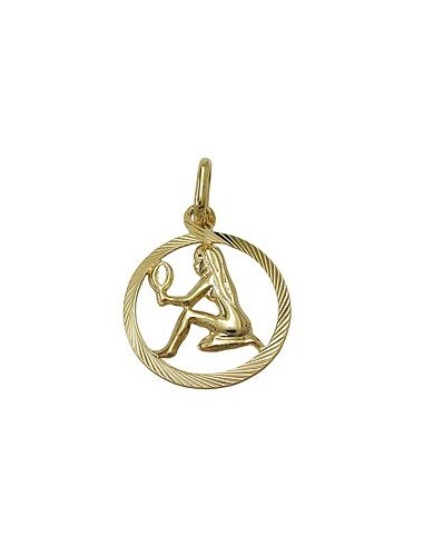 pendant 15mm zodiac virgo 9k gold