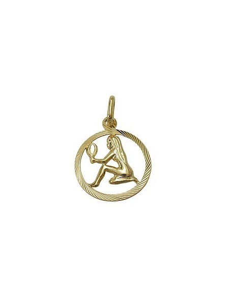 pendant 15mm zodiac virgo 9k gold