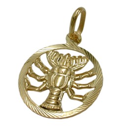 pendant 15mm zodiac cancer 9k gold