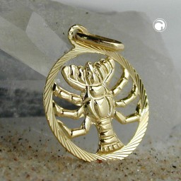 pendant 15mm zodiac cancer 9k gold