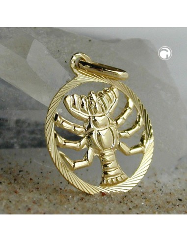 pendant 15mm zodiac cancer 9k gold