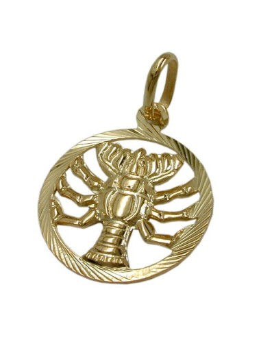 pendant 15mm zodiac cancer 9k gold