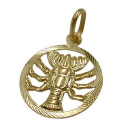 pendant 15mm zodiac cancer 9k gold