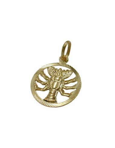 pendant 15mm zodiac cancer 9k gold