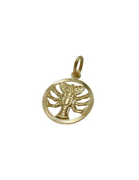 pendant 15mm zodiac cancer 9k gold