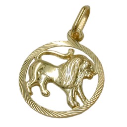 pendant 15mm zodiac leo 9k gold