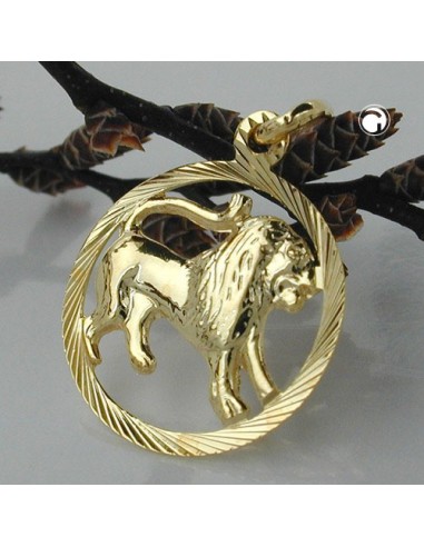 pendant 15mm zodiac leo 9k gold