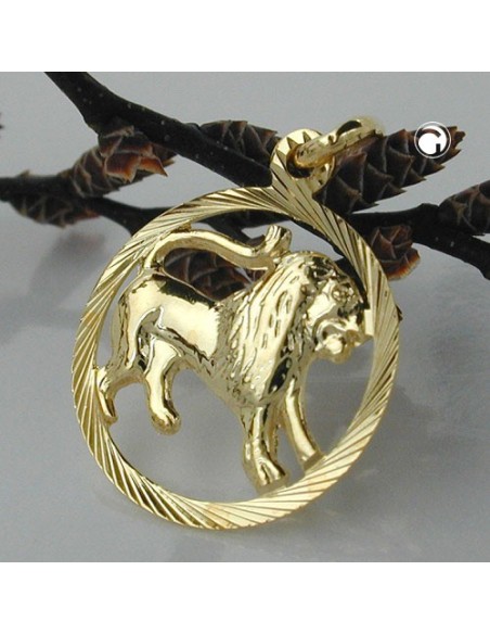pendant 15mm zodiac leo 9k gold