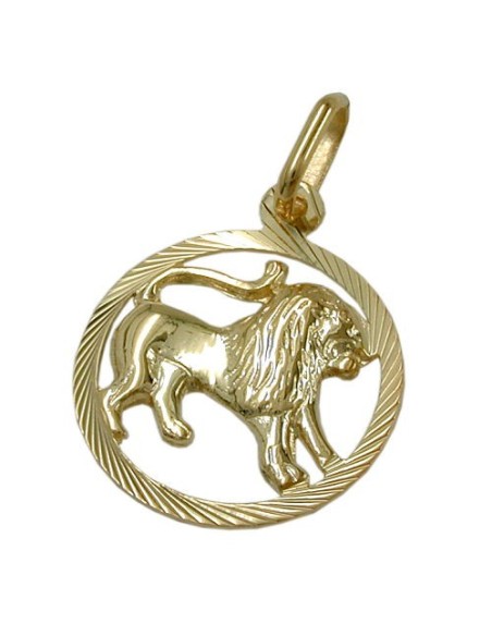 pendant 15mm zodiac leo 9k gold