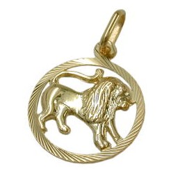 pendant 15mm zodiac leo 9k gold