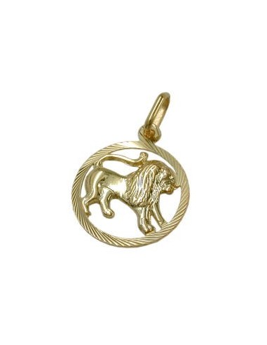 pendant 15mm zodiac leo 9k gold